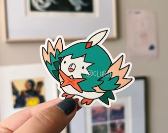 Pegatina troquelada de Rowlet de batalla