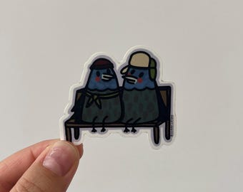 Pegatina troquelada de palomas acogedoras