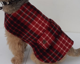Wool dog coat with soft denim lining,Size Small,Size Med,Winter dog coat in quality Italian Wool,Puppy Wool dog coat