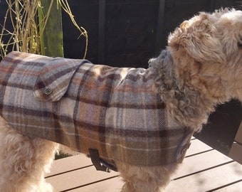 Manteau pour chien à carreaux en laine avec doublure en velours côtelé de coton, taille S, taille moyenne, manteau pour chiot en laine à carreaux Doublure en coton, veste d'hiver pour chien