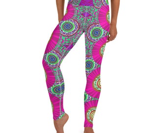 Fitness Leggings - Bright Multicolor African Print Leggings - Women's Sportswear - Yoga Pants - Workout clothes - Loungewear