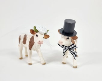 WEDDING COW CAKE Topper, Wedding Cake Topper, Cow Cake Topper, Animal Cake Topper, Wedding Cake, Wedding Decorations, Wedding Present, Farm