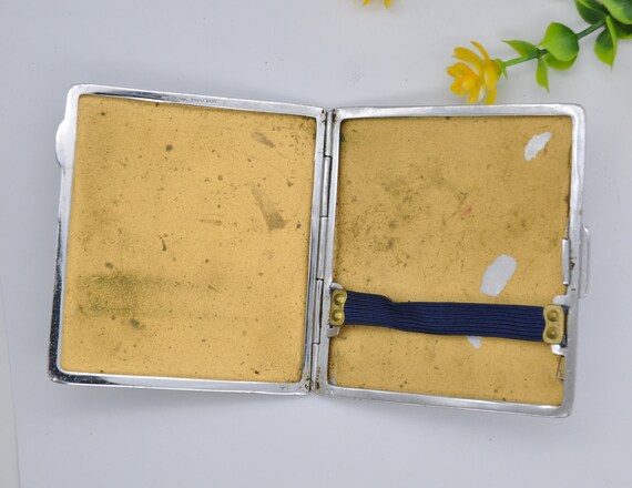 Cigarette Case Chromium Plated with Elastic Tie -… - image 7