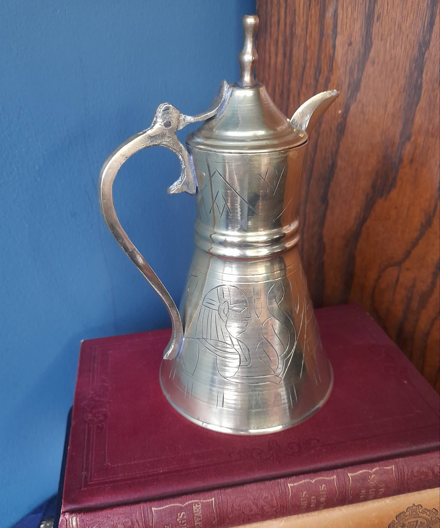 Vintage Egyptian Revival Teapot Brass / Hand Engraved / Etsy