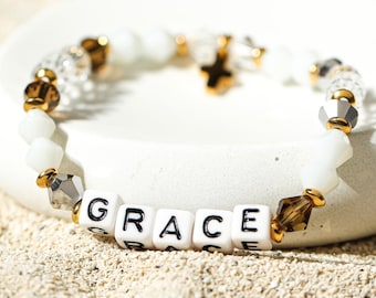 Grace Beaded Bracelet, Religious Jewelry, Mustard Seed Jewelry Bracelet, Christian Gift, Gifts for Her