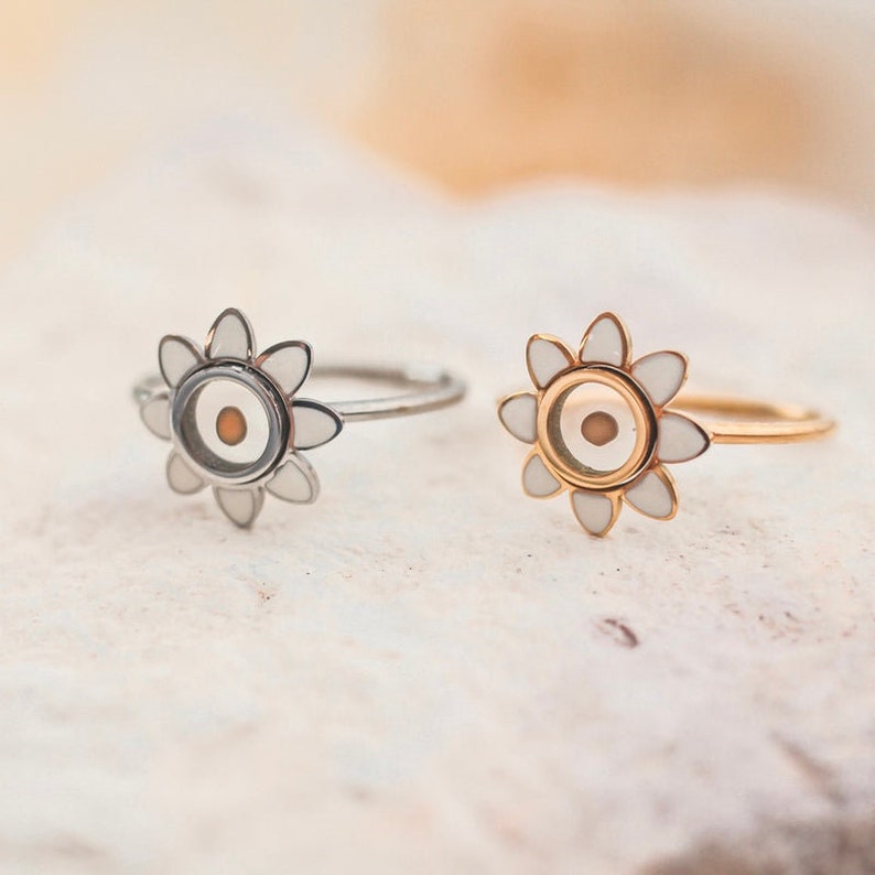 Daisy Flower Mustard Seed Faith Ring Move Mountains Etsy