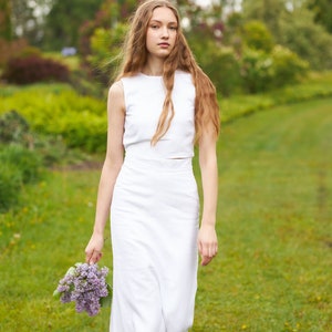 White Linen Skirt Set: Organic Two Piece Summer Outfit