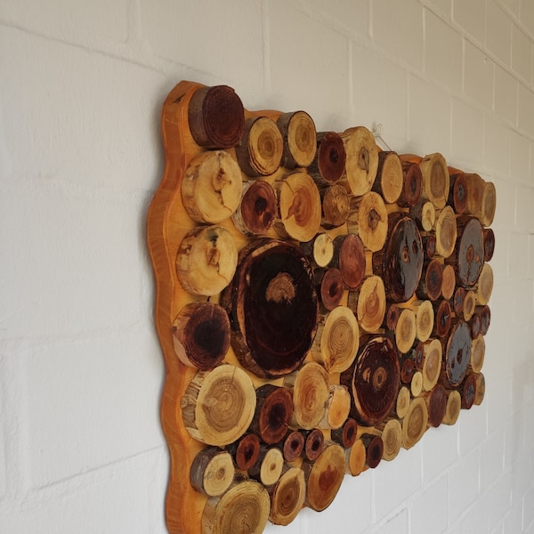 Bild Wandbild Paneel Holz Holzscheiben Astscheiben Deko Holzbild XL 90x50cm für innen und außen
