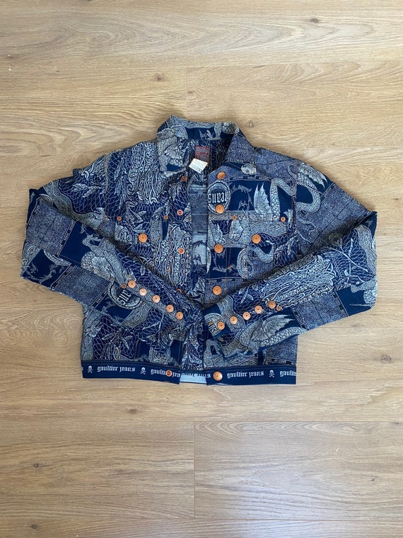 Gaultier Very Rare Dragon Jacquard Denim Jacket - Etsy Norway