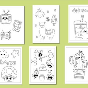 20 Kawaii Coloring Pages, Printable PDF, Coloring Book for Kids, Cute Kawaii image 3