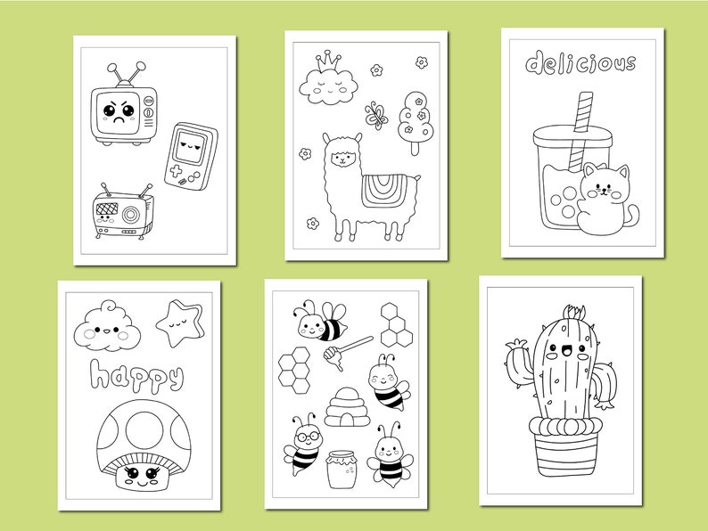 20 Kawaii Coloring Pages, Printable PDF, Coloring Book for Kids, Cute Kawaii image 3