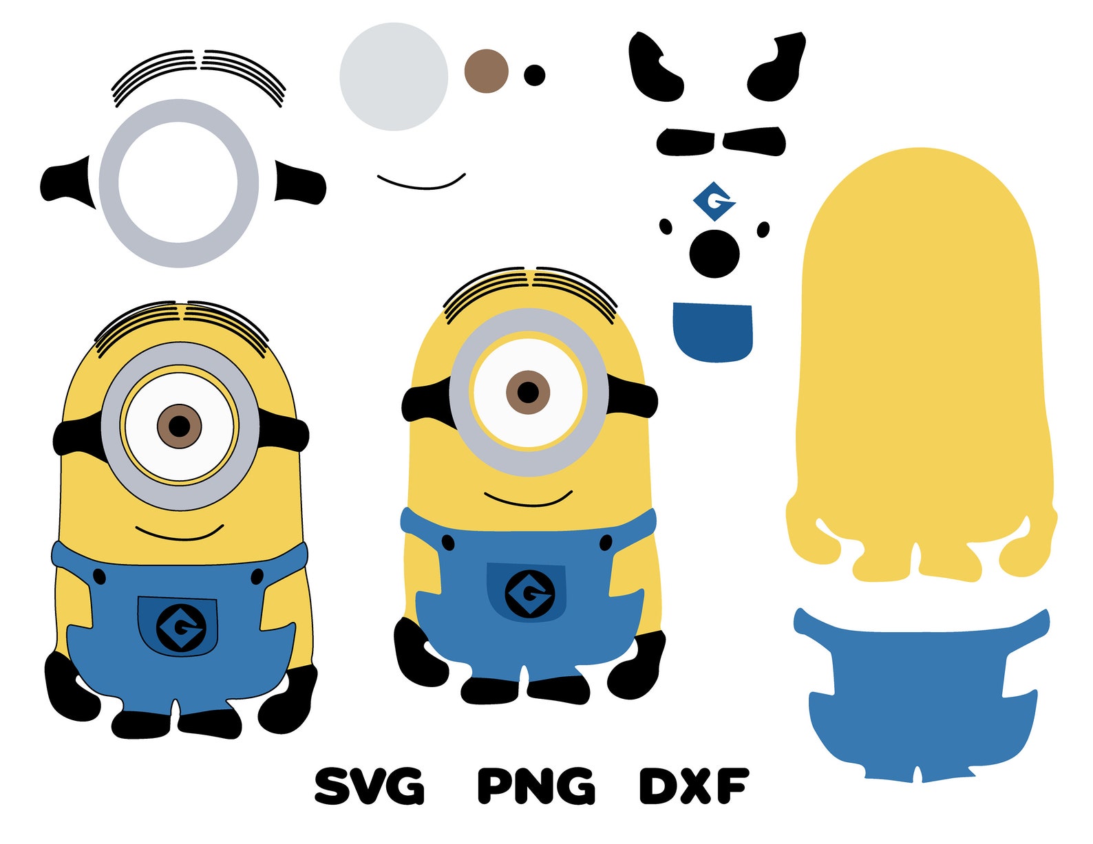 Minion Stuart Svg Minions SVG PNG DXF Cricut Silhouet afbeelding 0.