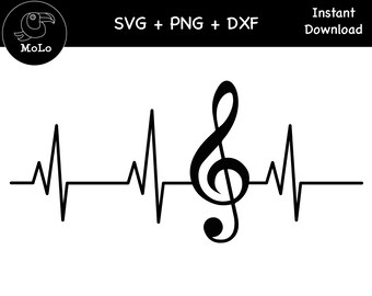 Music Note Heartbeat Svg Heartbeat Cricut SVG PNG DXF - Etsy