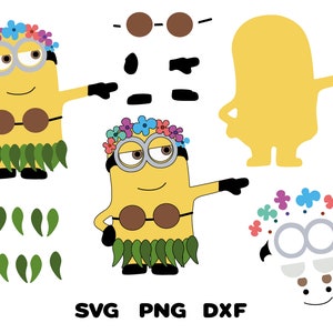 Minion hawaiano Svg en capas, sticker Minion, SVG, PNG, DXF