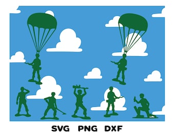 Toy Army Soldiers and Clouds Svg, Soldiers Decal, SVG, PNG, DXF