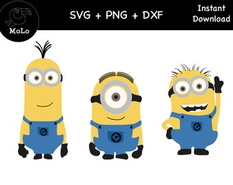 Pack Minions Svg Layered, Stuart, Kevin, Tom, Decal, SVG, PNG, DXF