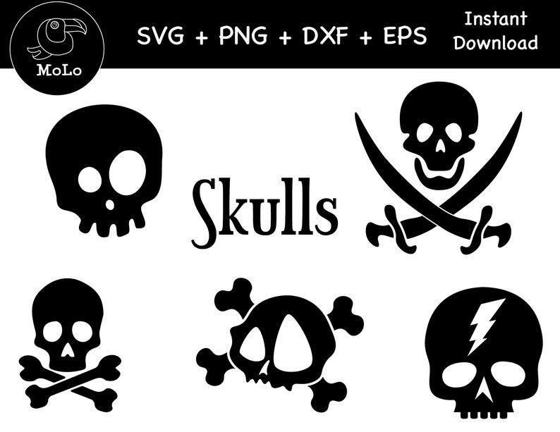 Totenk pfe Clipart Svg Totenkopf Silhouette PNG DXF Etsy sterreich