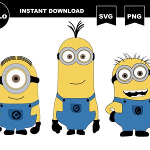Pack Minions svg Schichtbild, Stuart, Kevin, Tom, Abziehbild, SVG, PNG, DXF