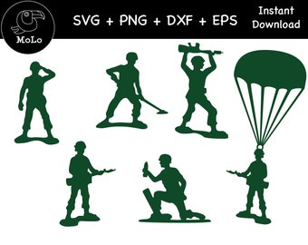 Soldados del ejército de juguete Svg, Calcomanía de soldados, SVG, PNG, DXF, Hombres del ejército de plástico