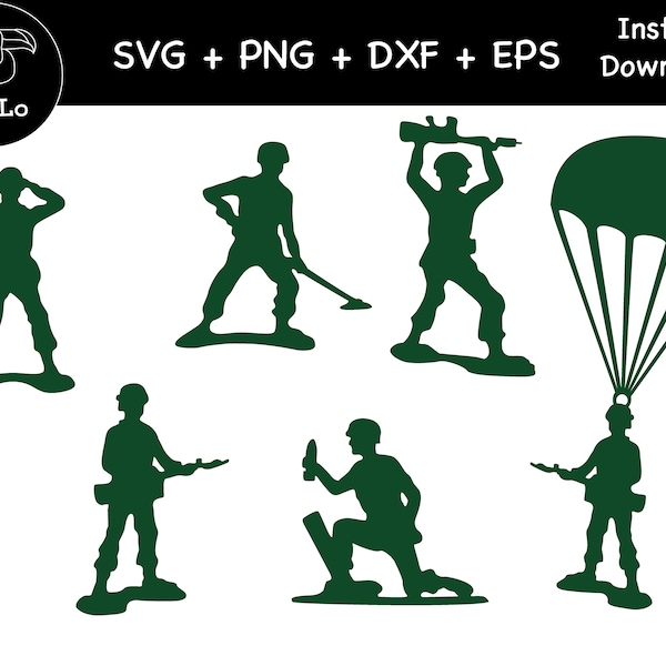 Soldados del ejército de juguete Svg, Calcomanía de soldados, SVG, PNG, DXF, Hombres del ejército de plástico