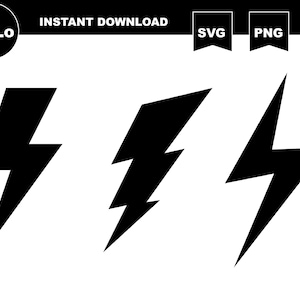 May include: Three black lightning bolt icons, each with a slightly different shape and angle. The icons are isolated on a white background.