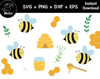 Funny Bee Svg Layered, Cute Bee Cricut, Bee Clipart, Honey Bundle