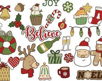 Christmas Digital Stickers, Png, Goodnotes Precropped, Christmas planner, iPad Stickers