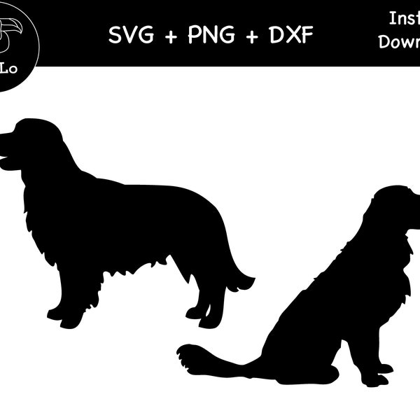 Golden Retriever Svg, Black Golden Retriever Dog Decal, SVG, PNG, DXF