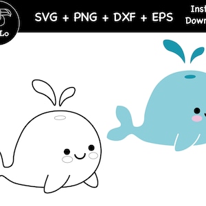 Wal Kawaii geschichtet, niedlicher Wal Cricut, PNG, DXF