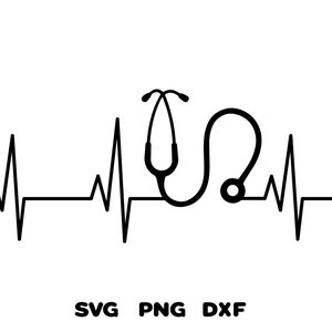 Stethoscope Heartbeat Svg Heartbeat Cricut SVG PNG DXF | Etsy