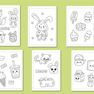 20 Kawaii Coloring Pages, Printable PDF, Coloring Book for Kids, Cute Kawaii image 2