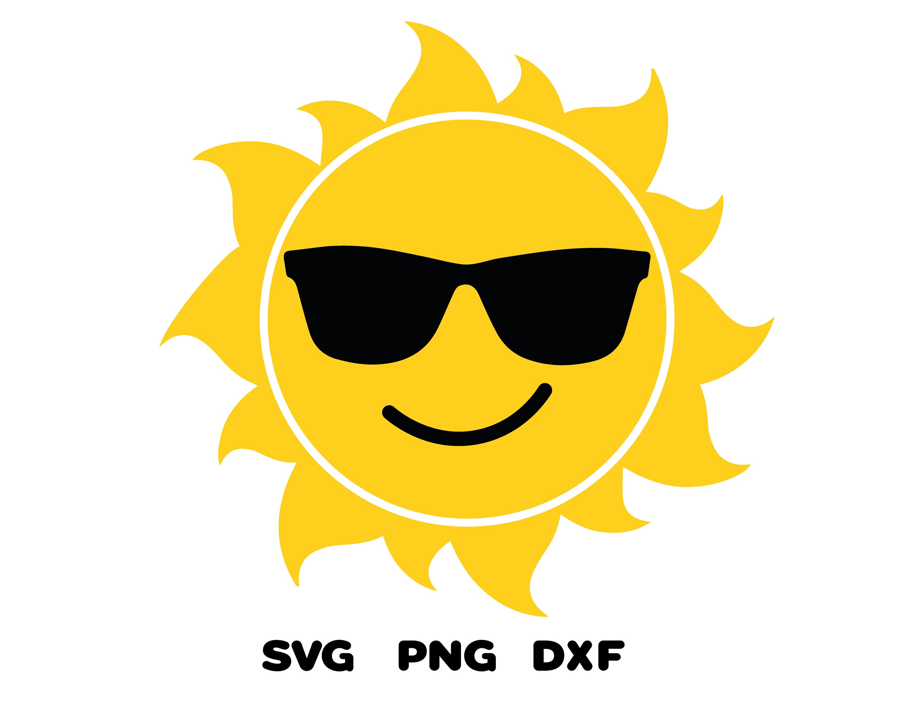Sun Sunglasses Svg Sun Cricut SVG PNG DXF Silhouette Etsy