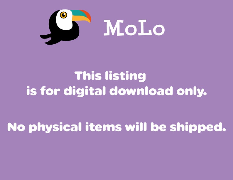Pode incluir: Fundo roxo com texto branco que diz "MoLo Esta listagem &eacute; apenas para download digital. Nenhum item f&iacute;sico ser&aacute; enviado."