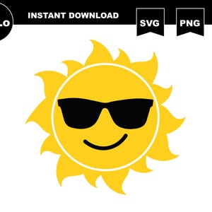 Sol Gafas de sol Svg, Sol Cricut, SVG, PNG, DXF Silueta