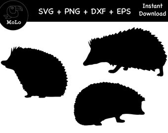 Hedgehog Bundle, Black Hedgehog Decal, SVG, PNG, DXF, Silhouette