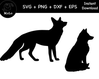 Fox Bundle, Fox Decal, SVG, PNG, DXF, Silhouette