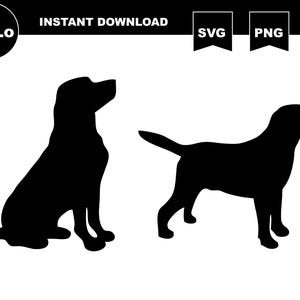 Labrador Dog 01 Svg, Calcomanía de perro Labrador Negro, SVG, PNG, DXF, Silueta de Labrador