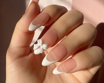 Coquette Bow Press On Nails- Gel Nails, French Tip Nails, Press Ons