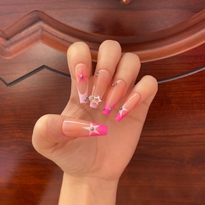 Y2k Pink Star Nails