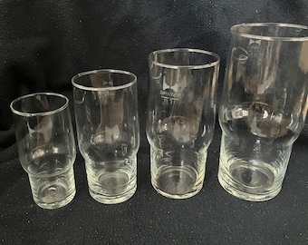 Superfest glas DDR set van 4 maten: 0,1, 0,2, 0,3 en 0,5 l