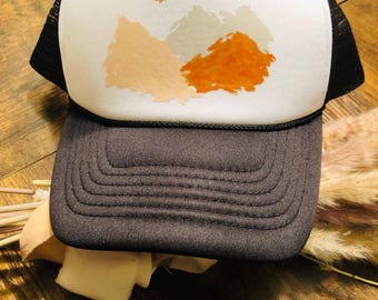 Minimalist Mountain scape trucker hat/ women’s trucker hat/ kids trucker hat/ infant trucker hat/ trendy hats/ summer hat/