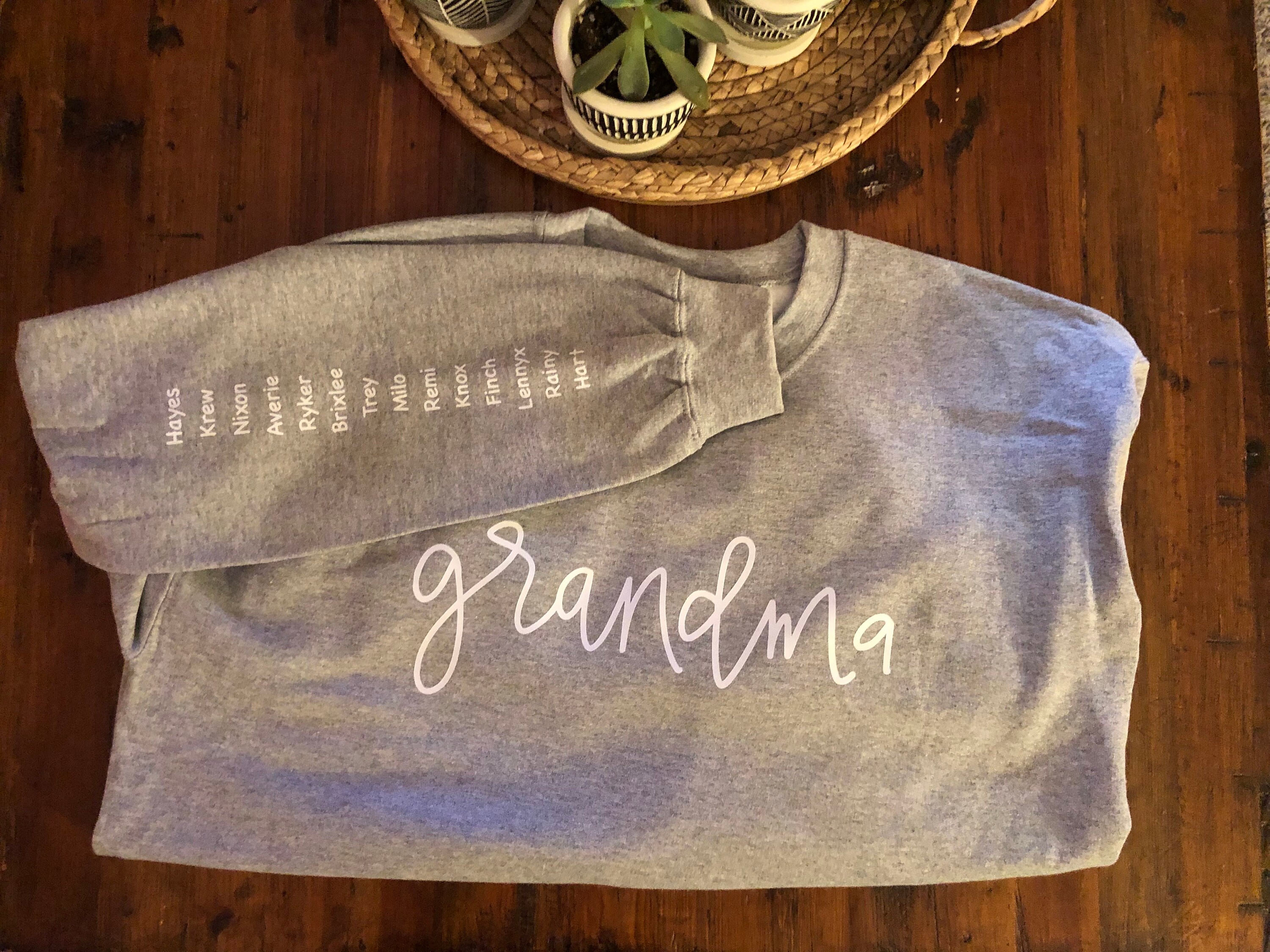 Personalized Grandma Heart on the Sleeve Sweatshirt or Hoodie/ Birthday Gifts/ Christmas Gift ...