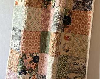 Floral Baby Quilt, Patchwork Woodland Baby Quilt