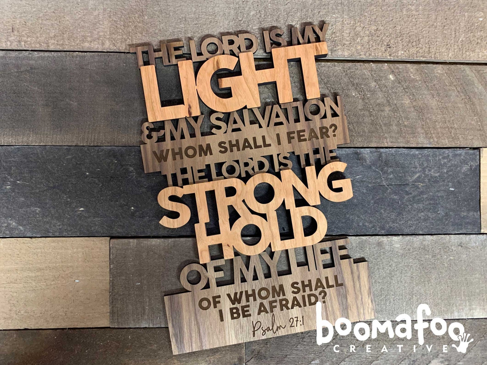 Laser Cut 2Layered Wood Bible Verse Psalm 271 Etsy