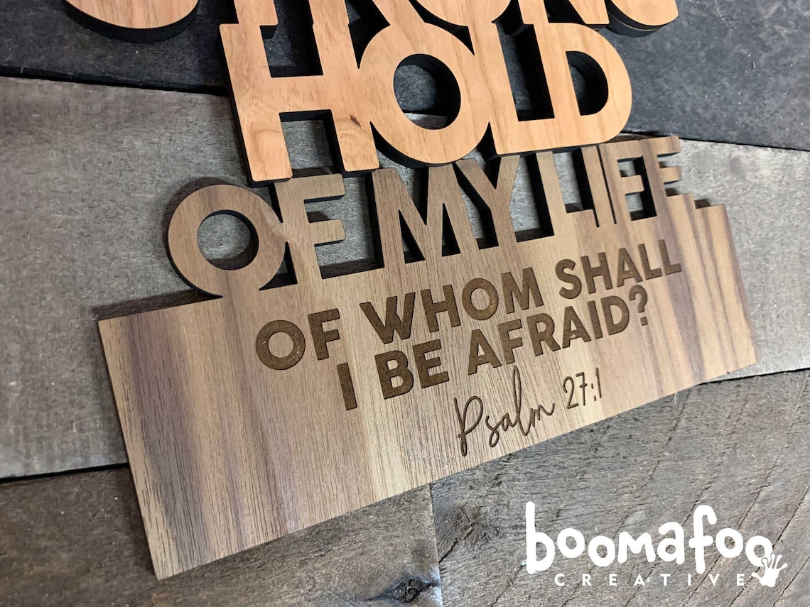 Laser Cut 2Layered Wood Bible Verse Psalm 271 Etsy