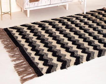Tapete de juta de lã feito à mão para corredor, tapete boêmio, vintage, tamanho personalizado, escada, quarto, cozinha, decoração, tapete kilim