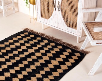Handwoven Rug- Handmade Kilim Rug Vintage Rug Bohemian Rug Hallway Runner Rug Living Room Rug Custom Size Rug Indian Wool Jute Rug Area Rug
