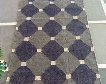 Handmade Kilim Dhurrie Rug Handmade Wool Rug Traditional Indian Kilim Rug Area Rug Vintage Carpet for Kitchen High Traffic Area 8x10 10x14