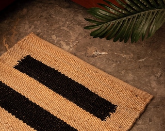 Handmade Hemp Runner For Bedroom Beige And Black Vintage Area Rug Hallway Jute Runner Home Decor Kitchen Rug Staircase Runner Living Room