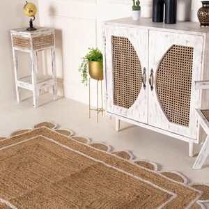 Handmade Jute Rug Scalloped Rug Custom Runner Rug Large Area Rug Braided Rug Home Décor Rugs For Living Room 5x7 ft 8x10 ft 9x12 ft